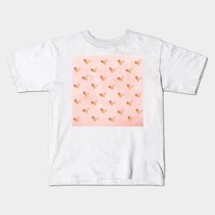 Rose Gold Hearts on Pink Marble Kids T-Shirt